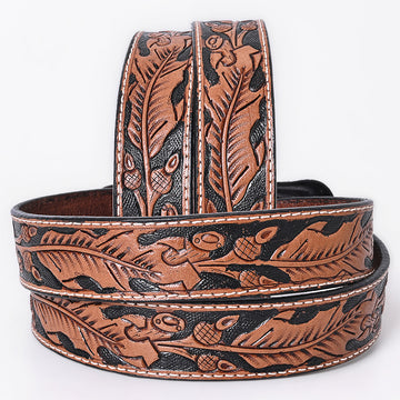 COMFYTACK Western Genuine Leather Belt for Men Women Cowboy Cowgirl Handmade Unisex Full Grain Heavy Duty Floral Tooled Belt
